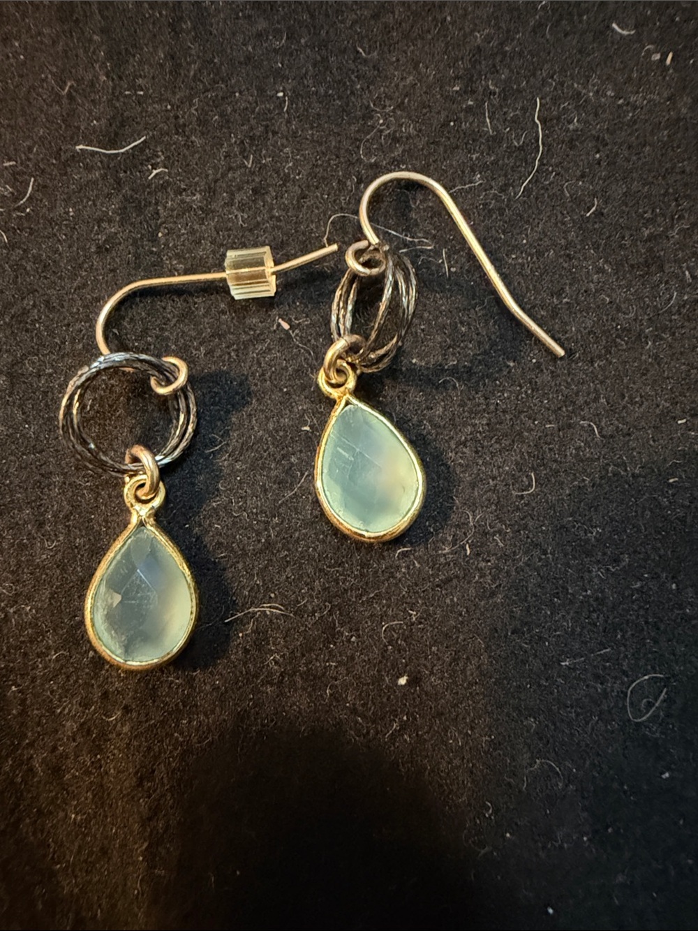 Source Unknown Gold-Tone Earrings with Pale Aqua Teardrops